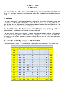 BUS FLEET AUDIT 31 March 2021