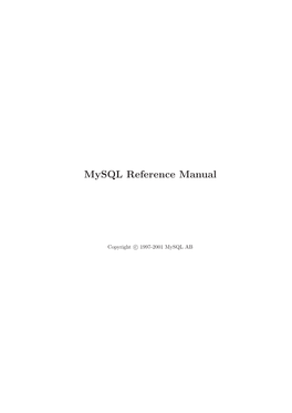 Mysql Reference Manual