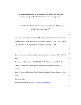 Cap-Proximal Nucleotides Via Differential Eif4e Binding And