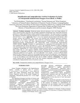 Identification and Antiproliferative Activity Evaluation of a Series of Triterpenoids Isolated from Flueggea Virosa (Roxb