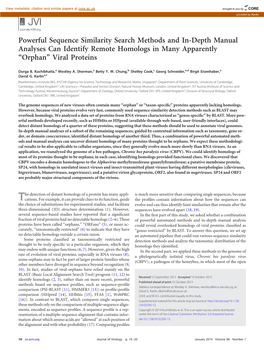 Powerful Sequence Similarity Search Methods and In-Depth Manual Analyses Can Identify Remote Homologs in Many Apparently “Orphan” Viral Proteins