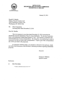 Fluor Corporation Incoming Letter Dated December 23,2010