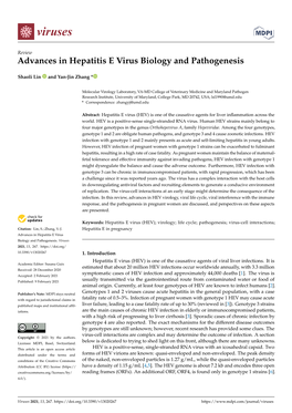 Advances in Hepatitis E Virus Biology and Pathogenesis