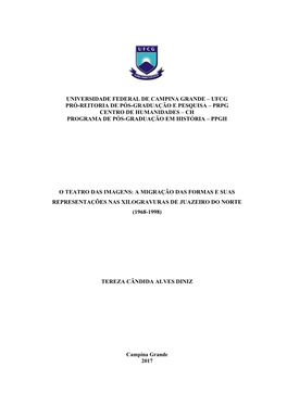 Universidade Federal De Campina Grande – Ufcg Pró-Reitoria De Pós-Graduação E Pesquisa – Prpg Centro De Humanidades – Ch Programa De Pós-Graduação Em História – Ppgh