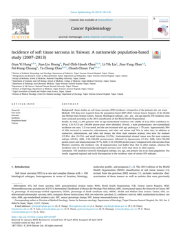 Incidence of Soft Tissue Sarcoma in Taiwan a Nationwide Population