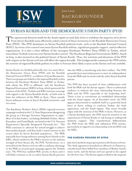Syrian Kurds and the Democratic Union Party (PYD)