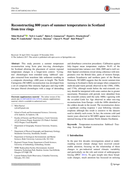 Reconstructing 800 Years of Summer Temperatures in Scotland from Tree Rings