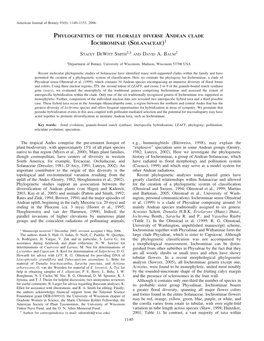 Phylogenetics of the Florally Diverse Andean Clade Iochrominae (Solanaceae)1