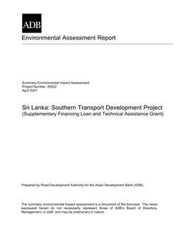 Southern Transport Development Project (Supplementary Financing Loan and Technical Assistance Grant)