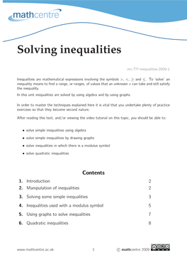 Solving Inequalities