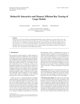 Reducem: Interactive and Memory Efficient Ray Tracing of Large Models