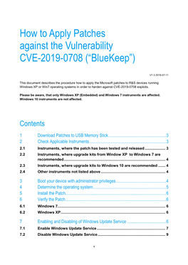 How to Apply Patches Against the Vulnerability CVE-2019-0708 (“Bluekeep”)