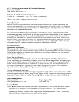 ENVS 166 Agroecosystem Analysis & Watershed Management Summer