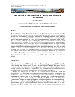 The Hazards of Coastal Erosion in Central Java, Indonesia: an Overview