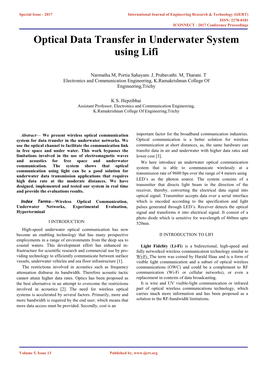 Optical Data Transfer in Underwater System Using Lifi