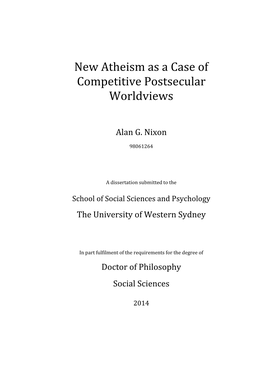 New Atheism As a Case of Competitive Postsecular Worldviews