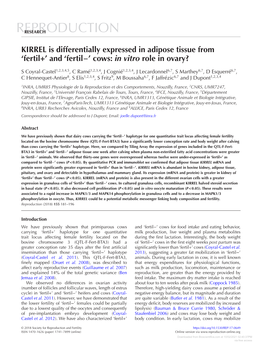 KIRREL Is Differentially Expressed in Adipose Tissue from 'Fertil+'And 'Fertil