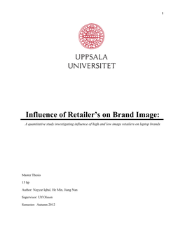 Influence of Retailer's on Brand Image