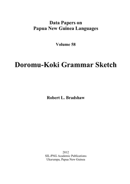 Doromu-Koki Grammar Sketch
