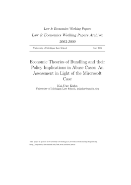 Economic Theories of Bundling and Their Policy Implications in Abuse