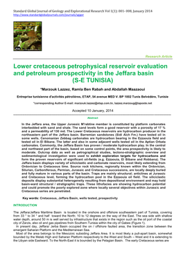 Sedimentary Records and Stratigraphic Significance of the Lower Cretaceous Deposits in Southern Tunisia