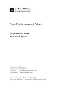 Fume Events in Aircraft Cabins
