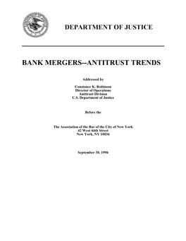 Bank Mergers--Antitrust Trends