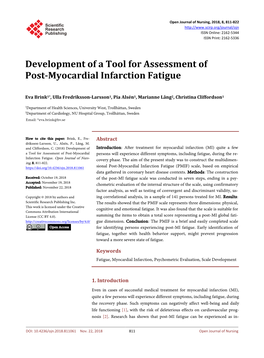 Development of a Tool for Assessment of Post-Myocardial Infarction Fatigue