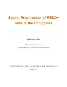 Spatial Prioritization of REDD+ Sites in the Philippines