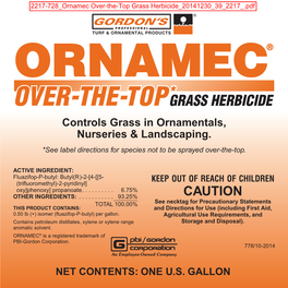 Controls Grass in Ornamentals, Nurseries & Landscaping