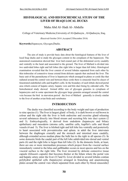 70 Histological and Histochemical Study of The