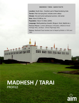 Madhesh / Tarai : Quick Facts