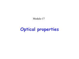 Optical Properties Contents