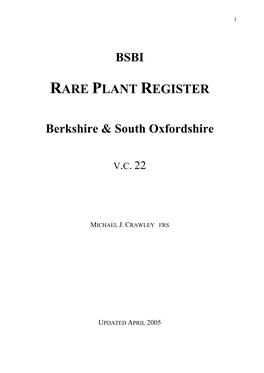 Rare Plant Register
