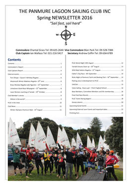 The Panmure Lagoon Sailing Club Newsletter Spring Edition
