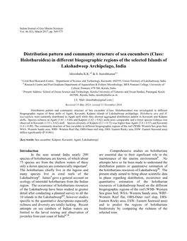 Distribution Pattern and Community Structure of Sea Cucumbers