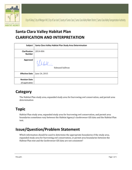 Santa Clara Valley Habitat Plan Study Area Determination