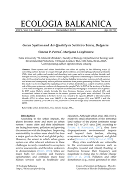 Green System and Air Quality in Sevlievo Town, Bulgaria