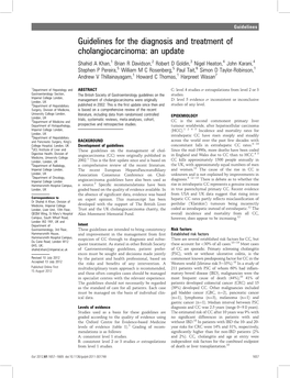 Guidelines for the Diagnosis and Treatment of Cholangiocarcinoma: an Update