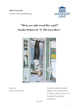 “Man, You Split Wood Like a Girl.” Gender Politics in „Y: the Last Man‟ –