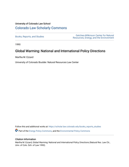 Global Warming: National and International Policy Directions