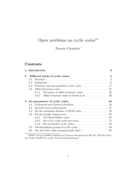 Open Problems on Cyclic Codes∗∗
