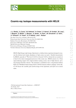 Cosmic-Ray Isotope Measurements with HELIX