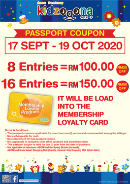 Passport Coupon 17 Sept - 19 Oct 2020