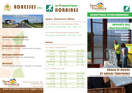 HORAIRES ADRESSES Sites