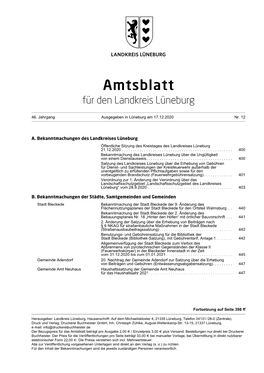 Amtsblatt Für Den Landkreis Lüneburg