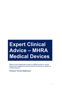 Expert Clinical Advice – MHRA Medical Devices