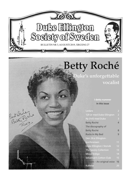 Betty Roché Duke’S Unforgettable Vocalist