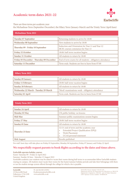 Academic Term Dates 2021-22