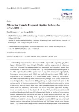 Alternative Okazaki Fragment Ligation Pathway by DNA Ligase III